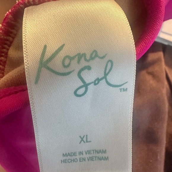 NWOT Kona Sol Hot Pink One-Piece Crochet Detail Swimsuit Size XL - Picture 14 of 15